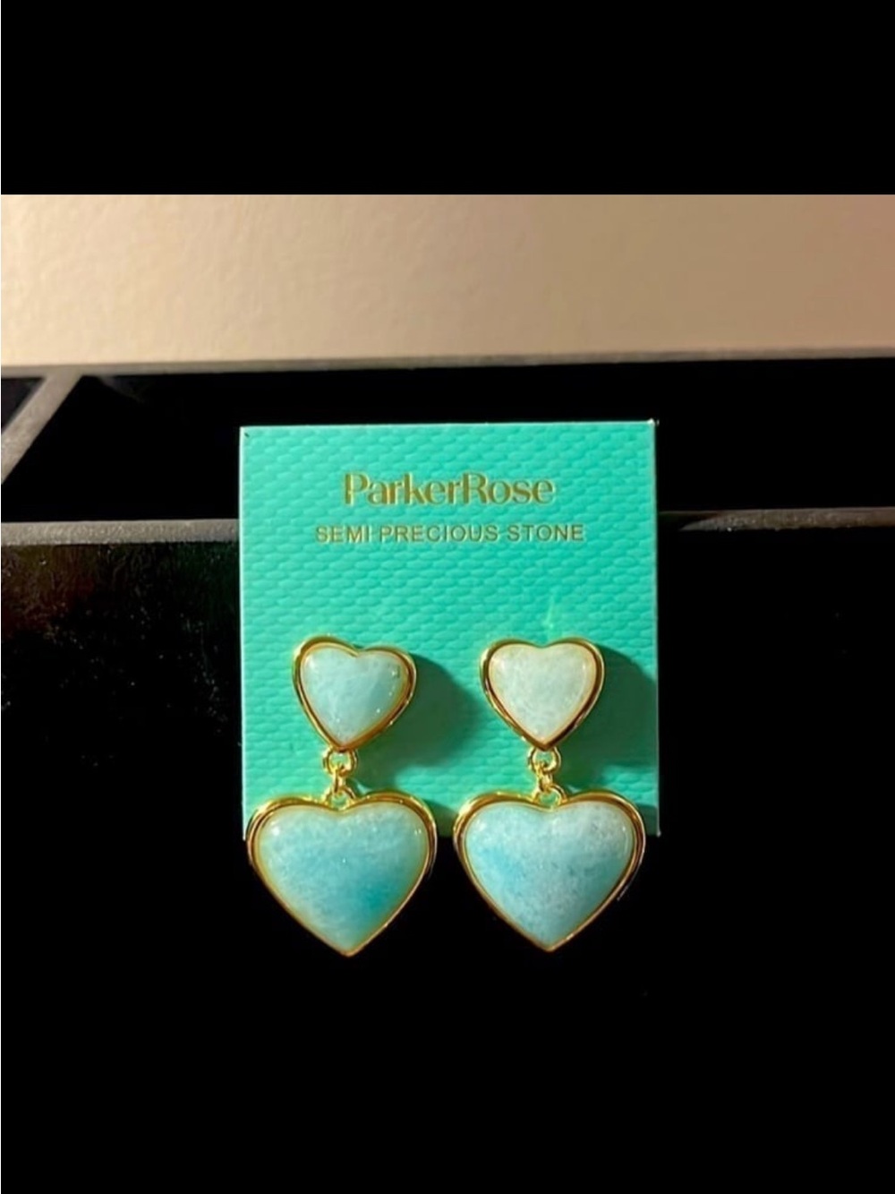 Parker Rose Semi Precious Stone Heart Earrings